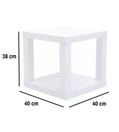 New Cubo multifunzione tavolino e comodino in mdf e pvc bianco 40x40x38 cm Tavolini