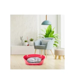 Cuccia da interno per cani e gatti "siesta deluxe 2" bordeaux, 49x36x17,5 cm - Cuscini E Brandine