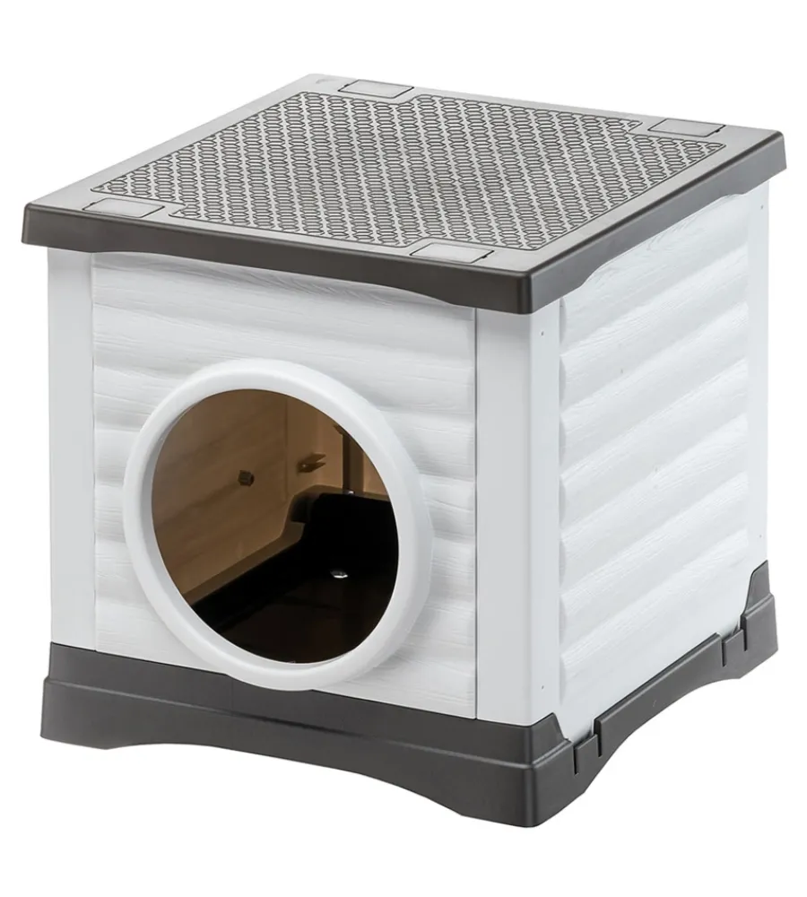 Cucce E Accessori Relativi|Cuccia per animali da esterno ferplast "petvilla 50" in resina termoplastica grigio 38,5x43x38,5 cm