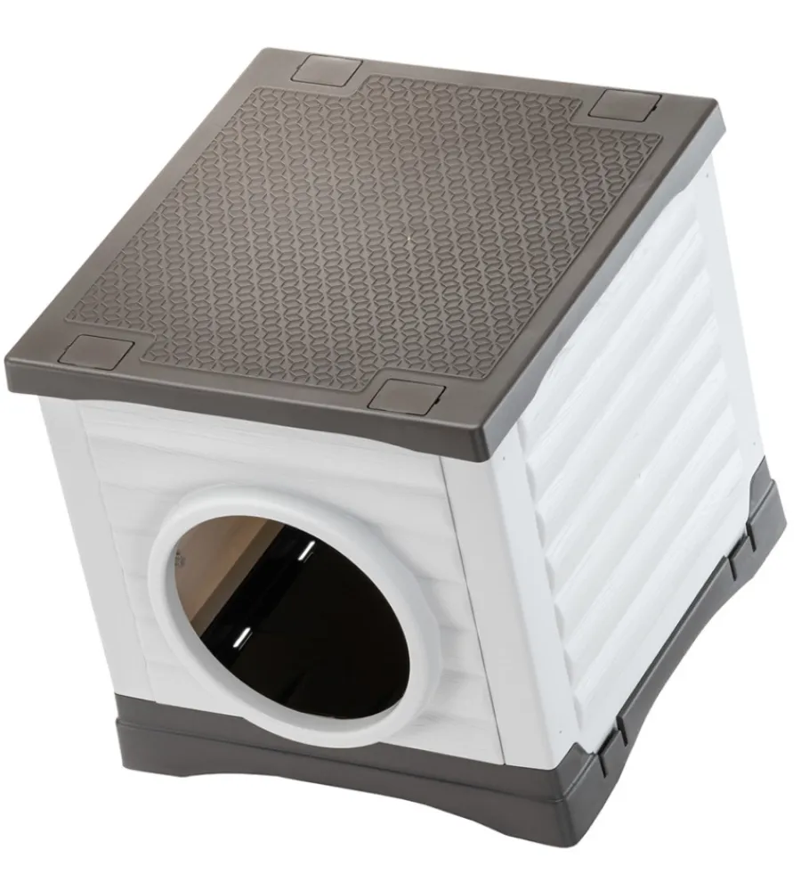 Cucce E Accessori Relativi|Cuccia per animali da esterno ferplast "petvilla 50" in resina termoplastica grigio 38,5x43x38,5 cm