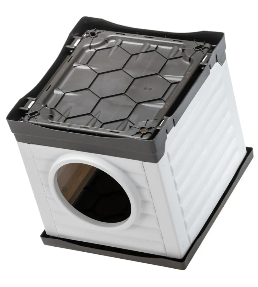 Cucce E Accessori Relativi|Cuccia per animali da esterno ferplast "petvilla 50" in resina termoplastica grigio 38,5x43x38,5 cm