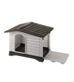 Ferplast Cucce E Accessori Relativi|Cuccia per cani da esterno "dogvilla 70" con parete ribaltabile in resina grigio 73x59x53 cm