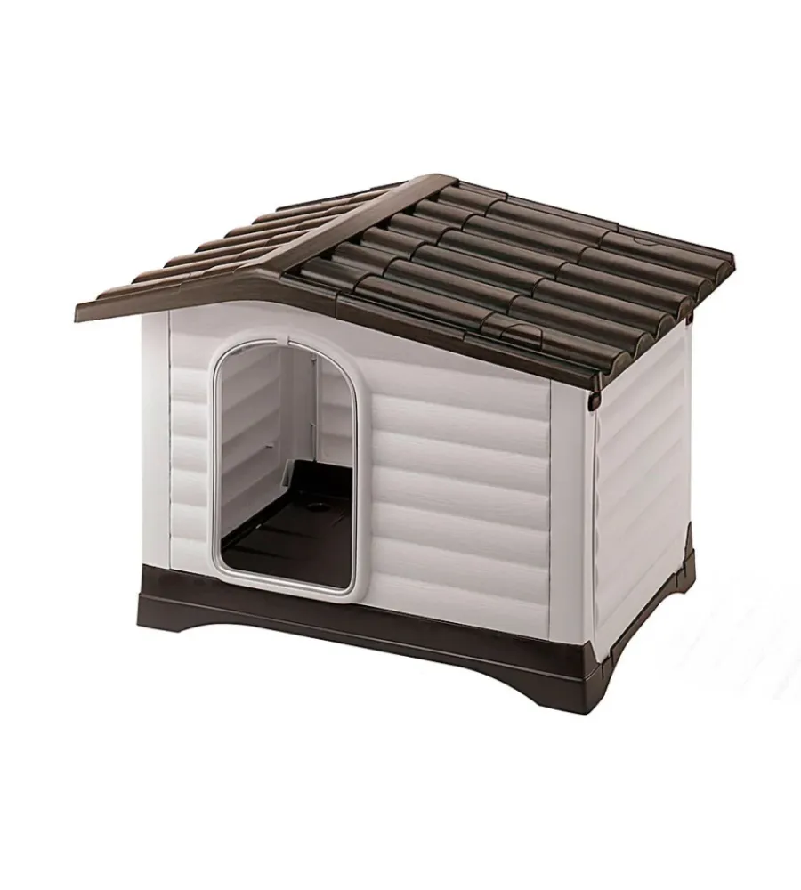 Ferplast Cucce E Accessori Relativi|Cuccia per cani da esterno "dogvilla 70" con parete ribaltabile in resina grigio 73x59x53 cm