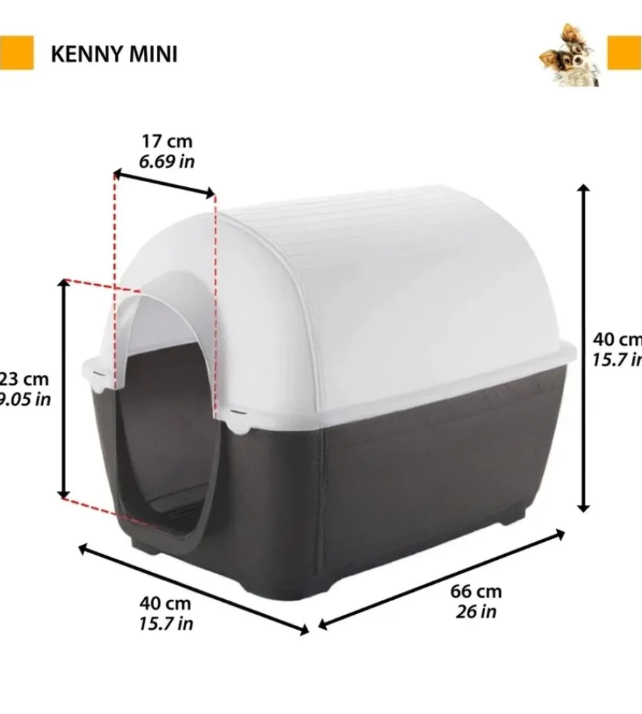 Ferplast Cucce E Accessori Relativi|Cuccia per cani da esterno "kenny mini" in resina grigio 40x66x40 cm