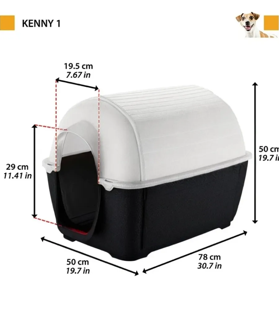 Cucce E Accessori Relativi-Ferplast Cuccia per cani da esterno "kenny 01" in resina grigio 50x78x50 cm