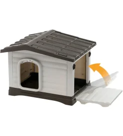 Ferplast Cucce E Accessori Relativi|Cuccia per cani da esterno "dogvilla 60" con parete ribaltabile in resina grigio 58x48x44 cm