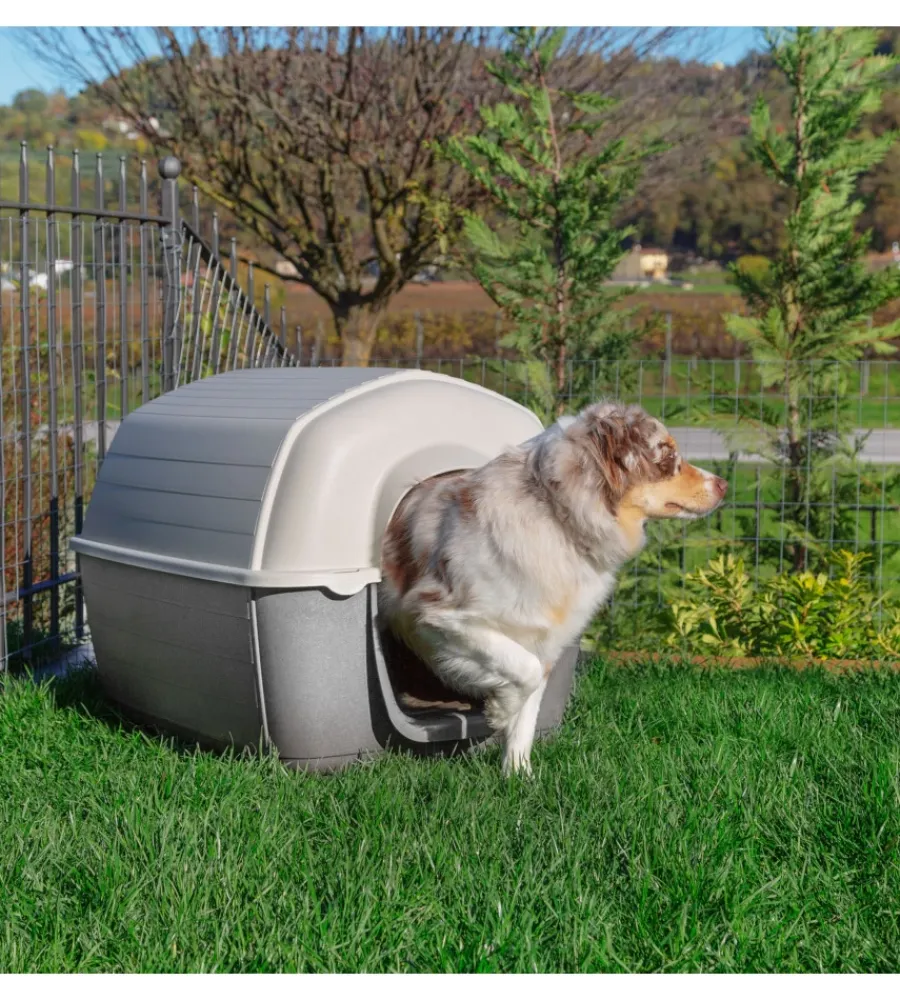 New Cuccia per cani da esterno "kenny 03" in resina grigio 60x89x60 cm Cucce E Accessori Relativi