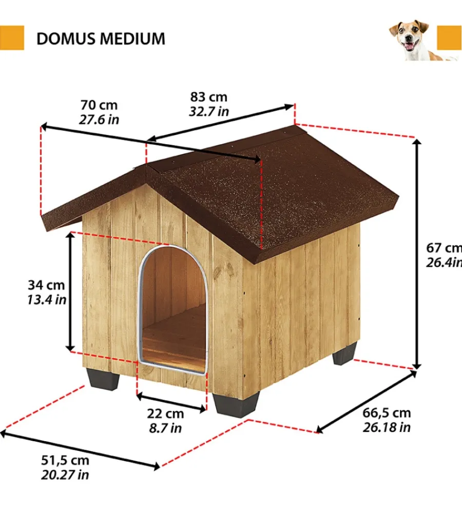Ferplast Cucce E Accessori Relativi|Cuccia per cani da esterno "domus medium" in pino nordico 70x82x67 cm