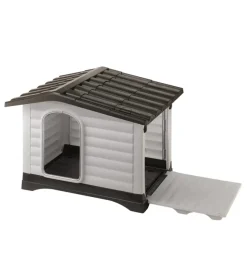Cucce E Accessori Relativi-Ferplast Cuccia per cani da esterno "dogvilla 90" con parete ribaltabile in resina grigio 88x72x65 cm