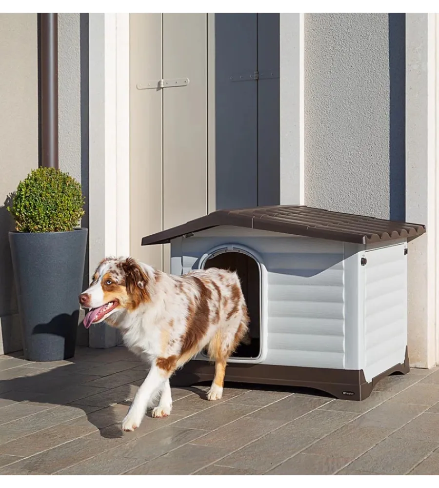 Cucce E Accessori Relativi-Ferplast Cuccia per cani da esterno "dogvilla 90" con parete ribaltabile in resina grigio 88x72x65 cm
