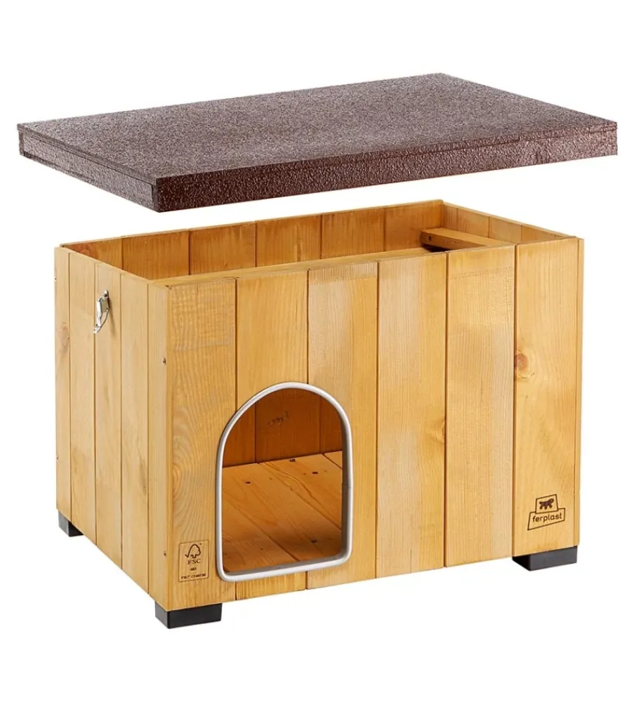 Ferplast Cucce E Accessori Relativi|Cuccia per cani da esterno "baita 50" in pino nordico 56x46,5x41,5 cm