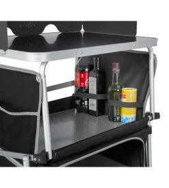 Campeggio-Brunner Cucina da campeggio pieghevole "kitchenette" in alluminio e poliestere nero 67x50x93,5 cm