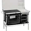 Campeggio-Brunner Cucina da campeggio pieghevole con lavello "drive in black" in acciaio e poliestere nero 2 scomparti 100x50x78/128,5 cm