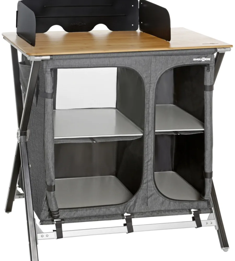 Campeggio-Brunner Cucina da campeggio pieghevole "mercury cross cooker hwt sq" in alluminio e poliestere grigio 2 scomparti 92x49x90 cm