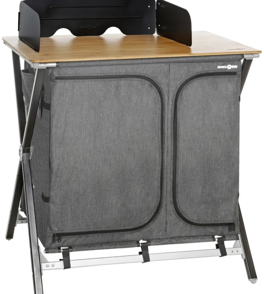 Campeggio-Brunner Cucina da campeggio pieghevole "mercury cross cooker hwt sq" in alluminio e poliestere grigio 2 scomparti 92x49x90 cm