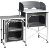 Brunner Campeggio|Cucina da campeggio pieghevole "snack square" in alluminio e poliestere nero 2 scomparti 120x52x90/109 cm