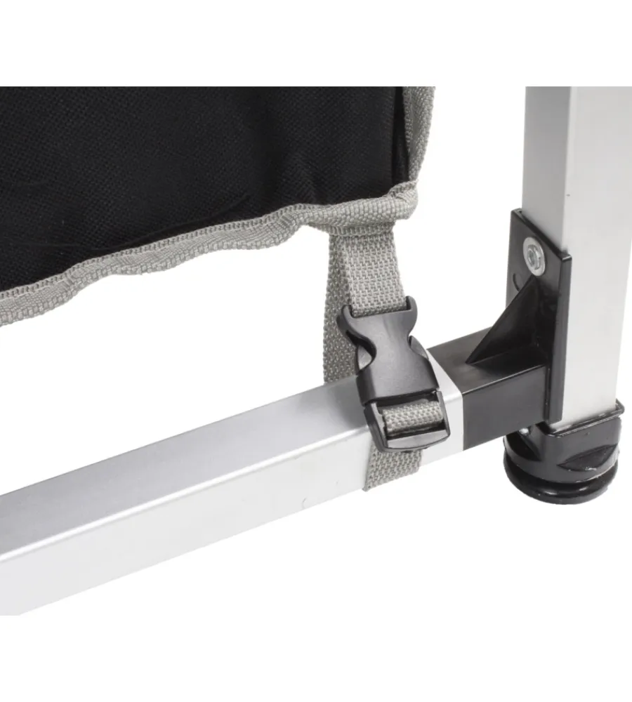 Brunner Campeggio|Cucina da campeggio pieghevole "snack square" in alluminio e poliestere nero 2 scomparti 120x52x90/109 cm