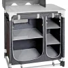Brunner Campeggio|Cucina da campeggio pieghevole "azabache ct square" in alluminio e poliestere nero 2 scomparti 85x52x90 cm