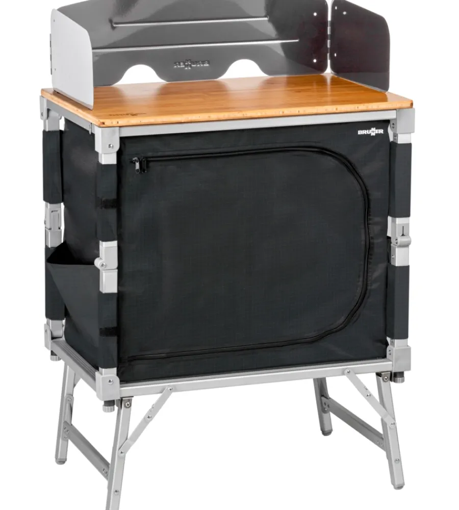 Best Cucina da campeggio pieghevole "azabache cube" in alluminio e poliesetere grigio 1 scomparto 65x45x58/81 cm Campeggio