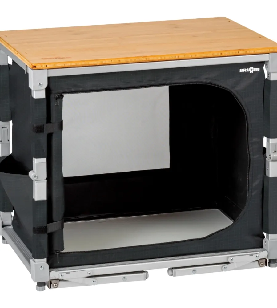 Best Cucina da campeggio pieghevole "azabache cube" in alluminio e poliesetere grigio 1 scomparto 65x45x58/81 cm Campeggio