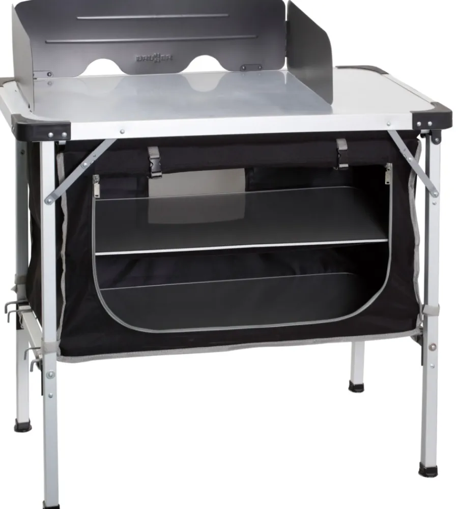 Campeggio-Brunner Cucina da campeggio pieghevole "chuck box ng" in alluminio e poliestere nero 1 scomparto 90x50x82 cm