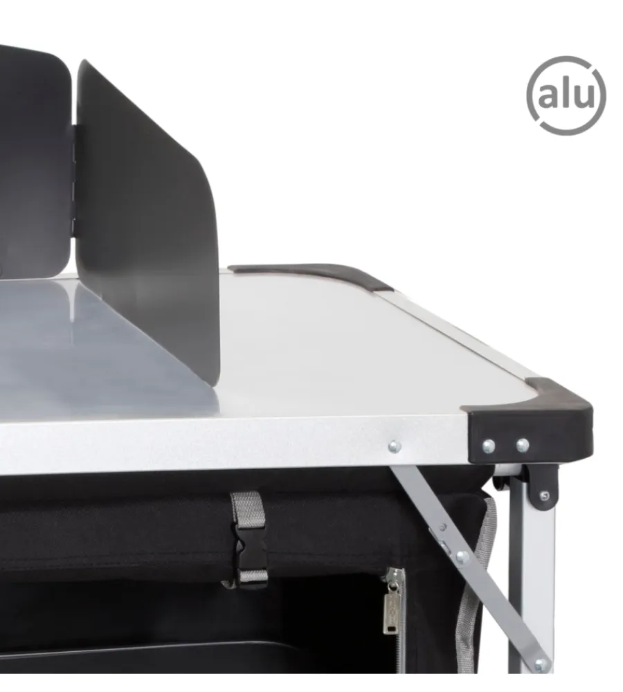 Campeggio-Brunner Cucina da campeggio pieghevole "chuck box ng" in alluminio e poliestere nero 1 scomparto 90x50x82 cm