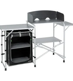 Cucina da campeggio pieghevole "snack easy black" in alluminio e poliestere nero 1 scomparto 141x50x80,5 cm Campeggio