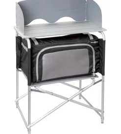 Campeggio-Brunner Cucina da campeggio pieghevole "snack basic" in alluminio e poliestere nero 1 scomparto 62x46x90/109 cm