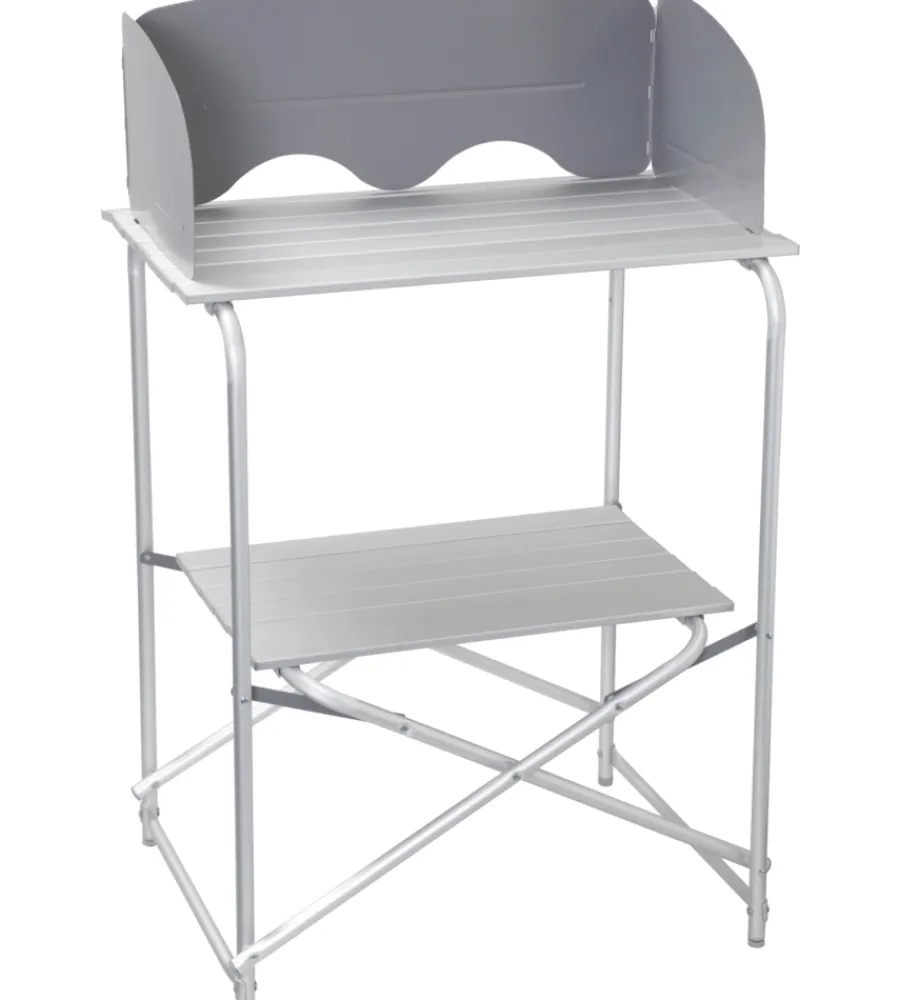 Campeggio-Brunner Cucina da campeggio pieghevole "snack basic" in alluminio e poliestere nero 1 scomparto 62x46x90/109 cm