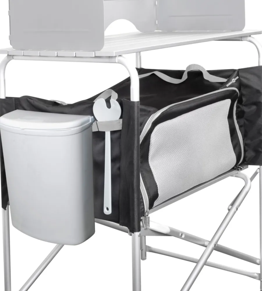 Campeggio-Brunner Cucina da campeggio pieghevole "snack basic" in alluminio e poliestere nero 1 scomparto 62x46x90/109 cm