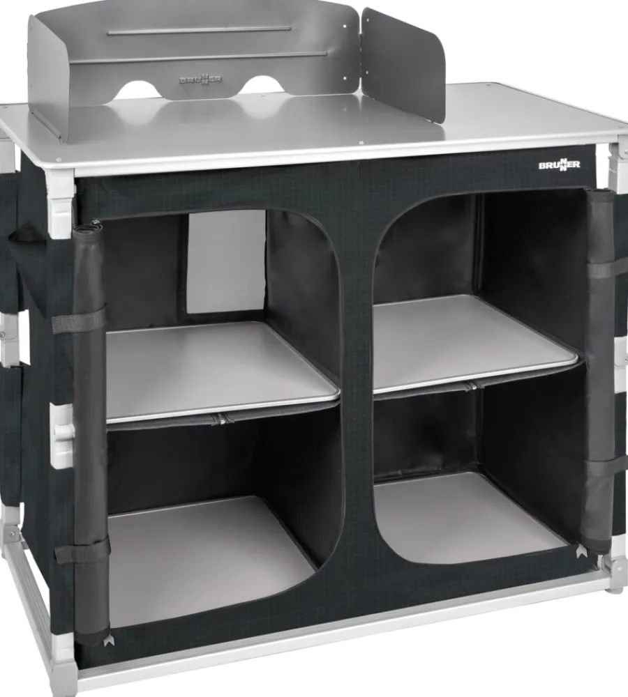 Campeggio-Brunner Cucina da campeggio pieghevole "azabache daily ct" in alluminio e poliestere grigio 2 scomparti 102x50,5x84 cm