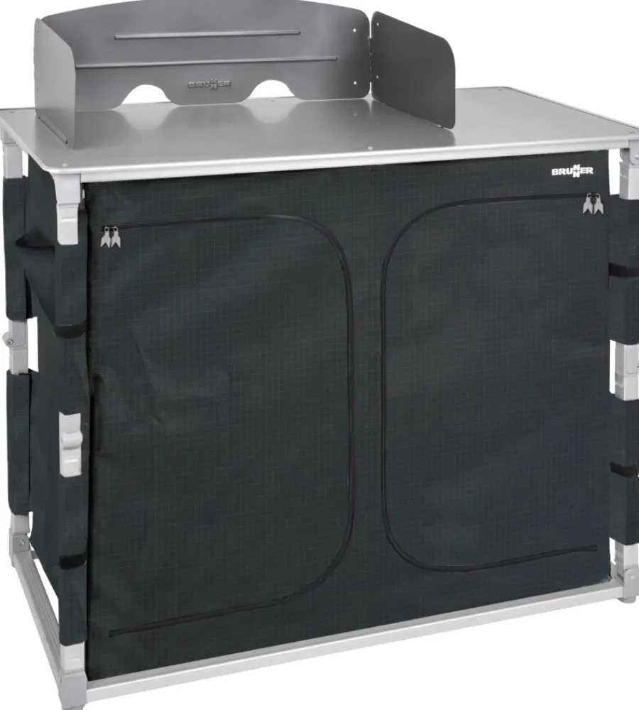 Campeggio-Brunner Cucina da campeggio pieghevole "azabache daily ct" in alluminio e poliestere grigio 2 scomparti 102x50,5x84 cm