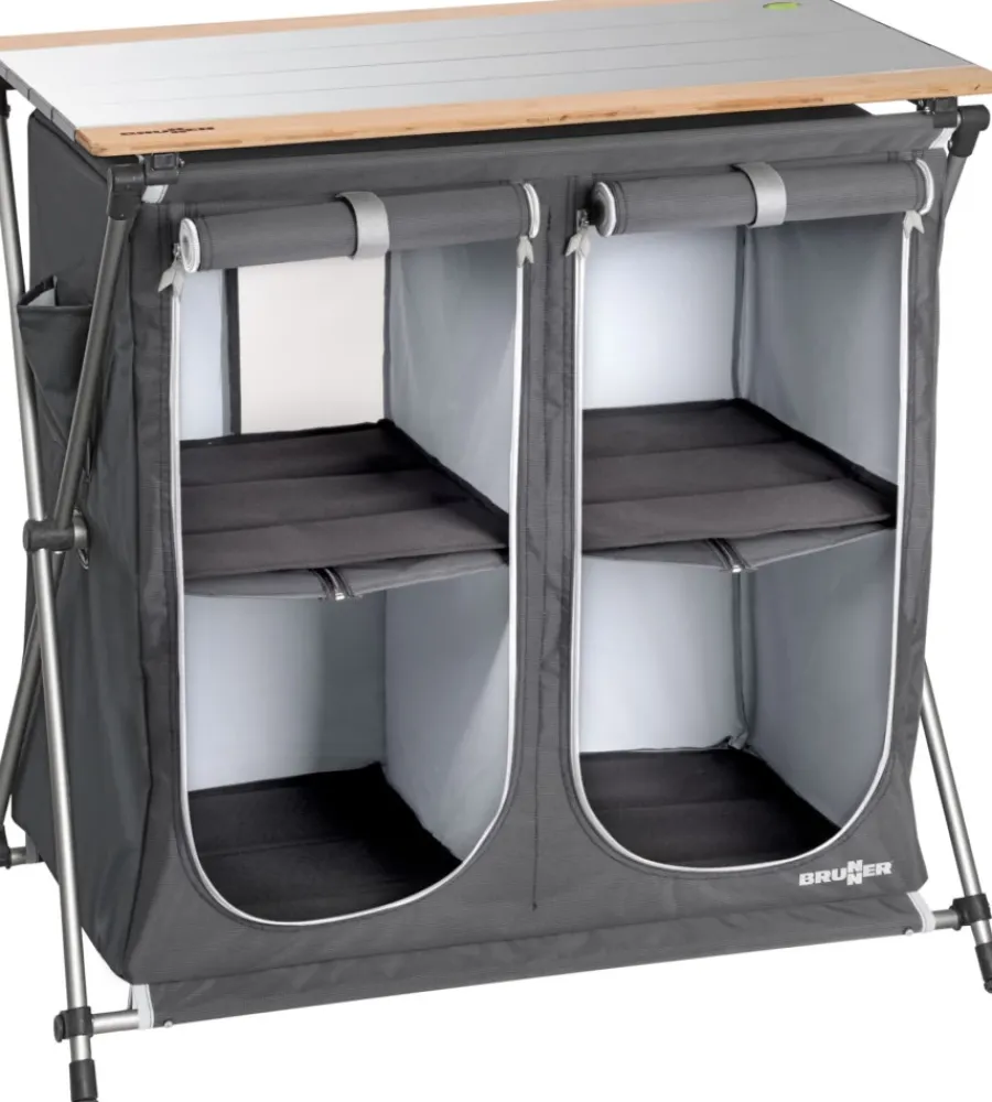 Campeggio-Brunner Cucina da campeggio pieghevole "razor ultralight ct" in alluminio e poliestere nero 2 scomparti 80x46x82 cm