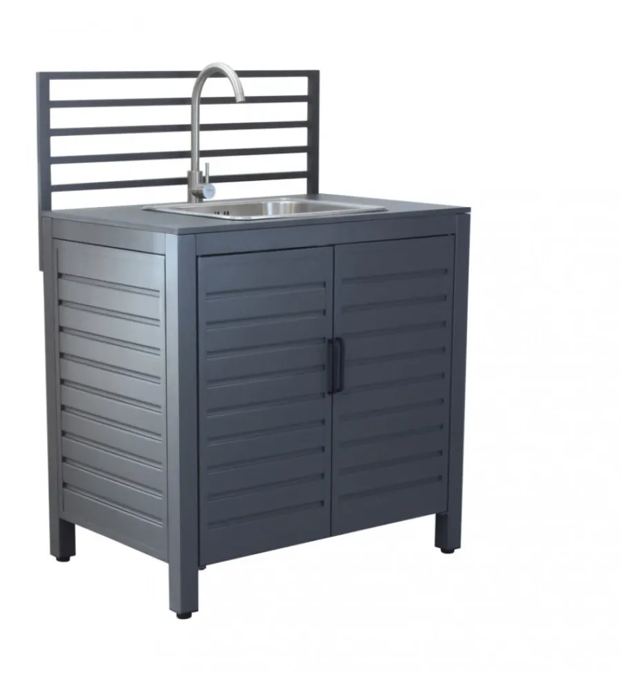 Barbecue- Cucina da esterno modulare elica garden "oklahoma 2" con lavello in alluminio antracite 90x62x125 cm