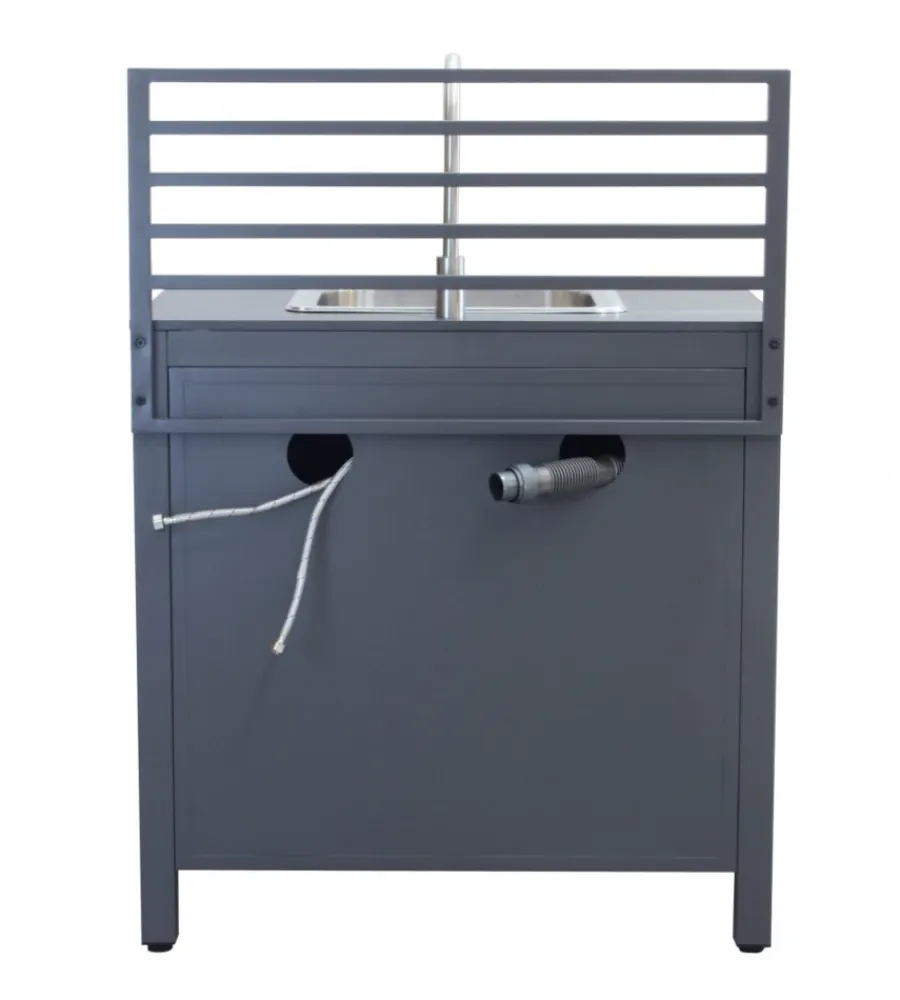 Barbecue- Cucina da esterno modulare elica garden "oklahoma 2" con lavello in alluminio antracite 90x62x125 cm