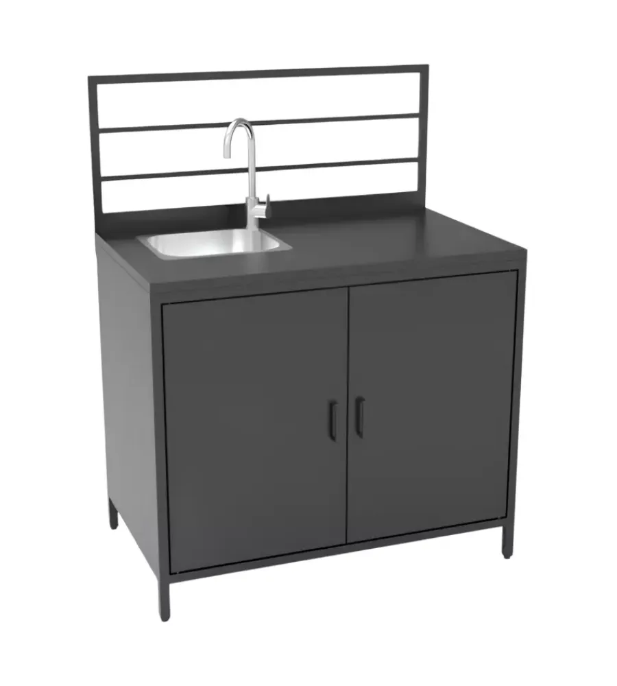 Online Cucina da esterno modulare "modulo 4" in alluminio nero con lavello e rubinetto 61,5x100x130 cm Barbecue
