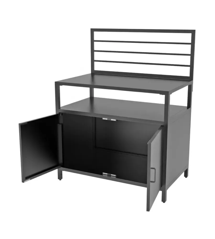 Clearance Cucina da esterno modulare "modulo 2" in alluminio nero 61,5x100x130 cm Barbecue