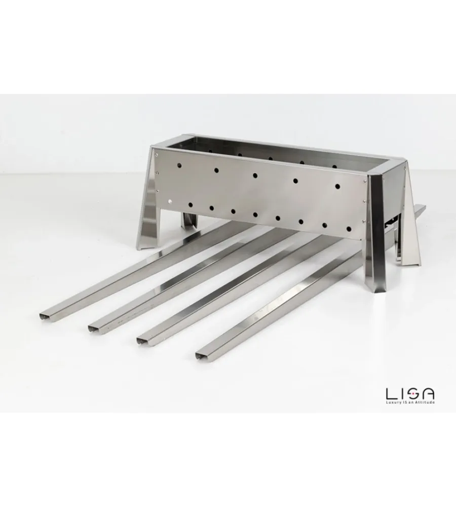 Barbecue-Lisa Cuocispiedini a carbonella "miami 500" in acciaio inox 60x36x83 cm