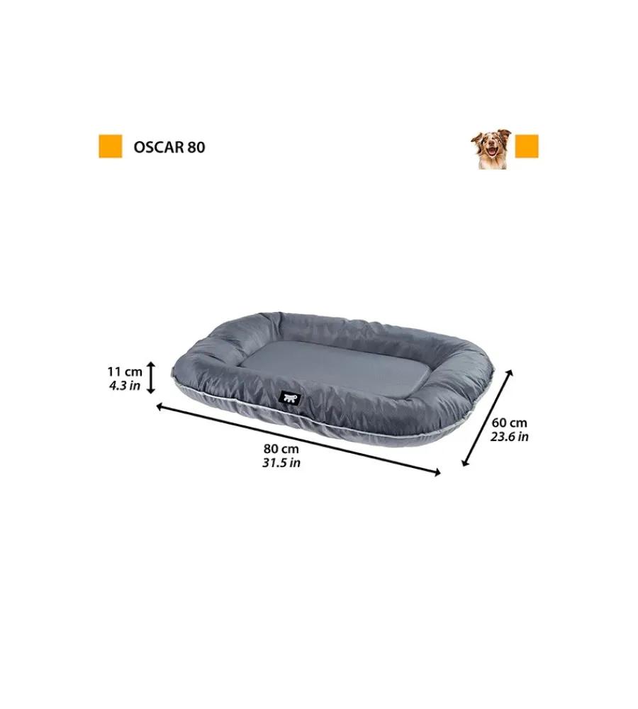 Cuscini E Brandine-Ferplast Cuscino per cani "oscar 80" grigio, 80x60x11 cm -
