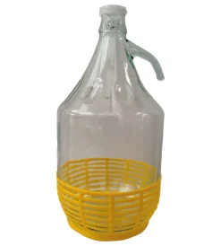 Taniche E Damigiane|Dama da 5litri con cestino e tappo in plastica