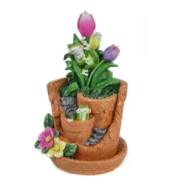 Illuminazione Per Esterno-EuroGarden Decorazione vaso solare da giardino con illuminazione leed bianco caldo, 20,5x18x32 cm