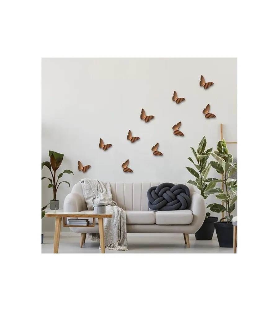 Decorazione Pareti- Decoro murale 3d "bronze butterflies"
