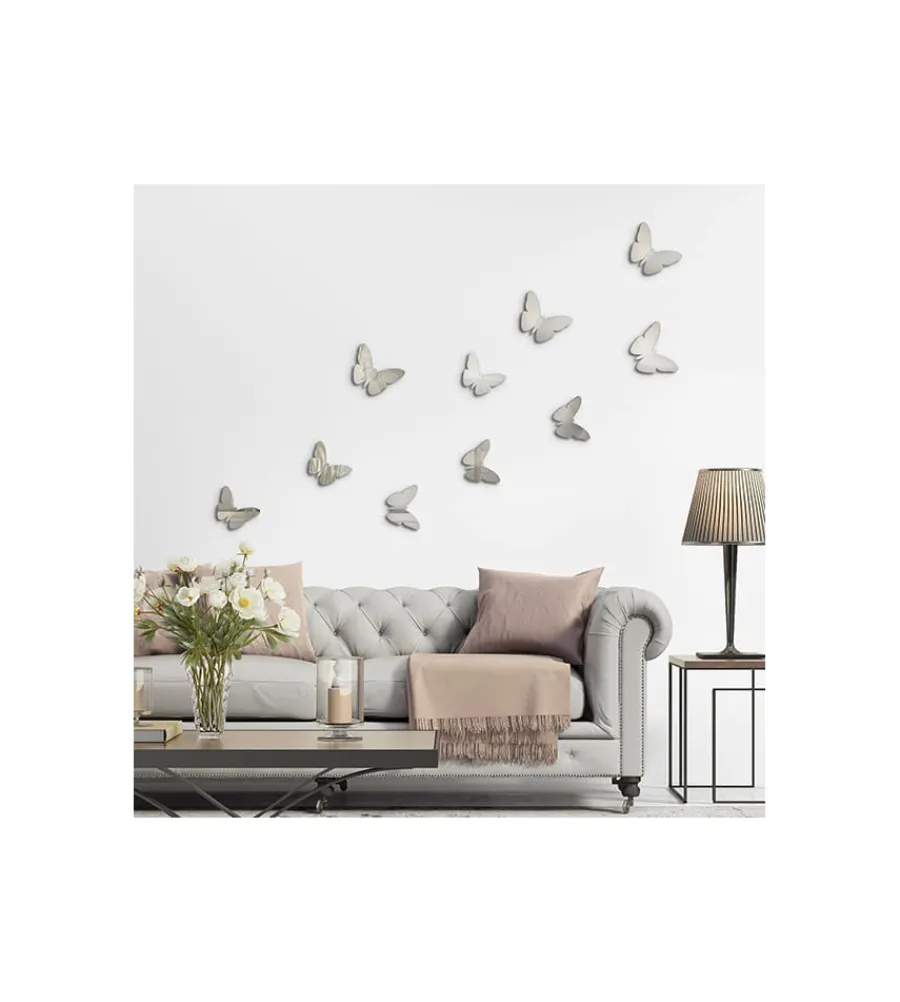 Discount Decoro murale 3d "silver metal butterflies" Decorazione Pareti