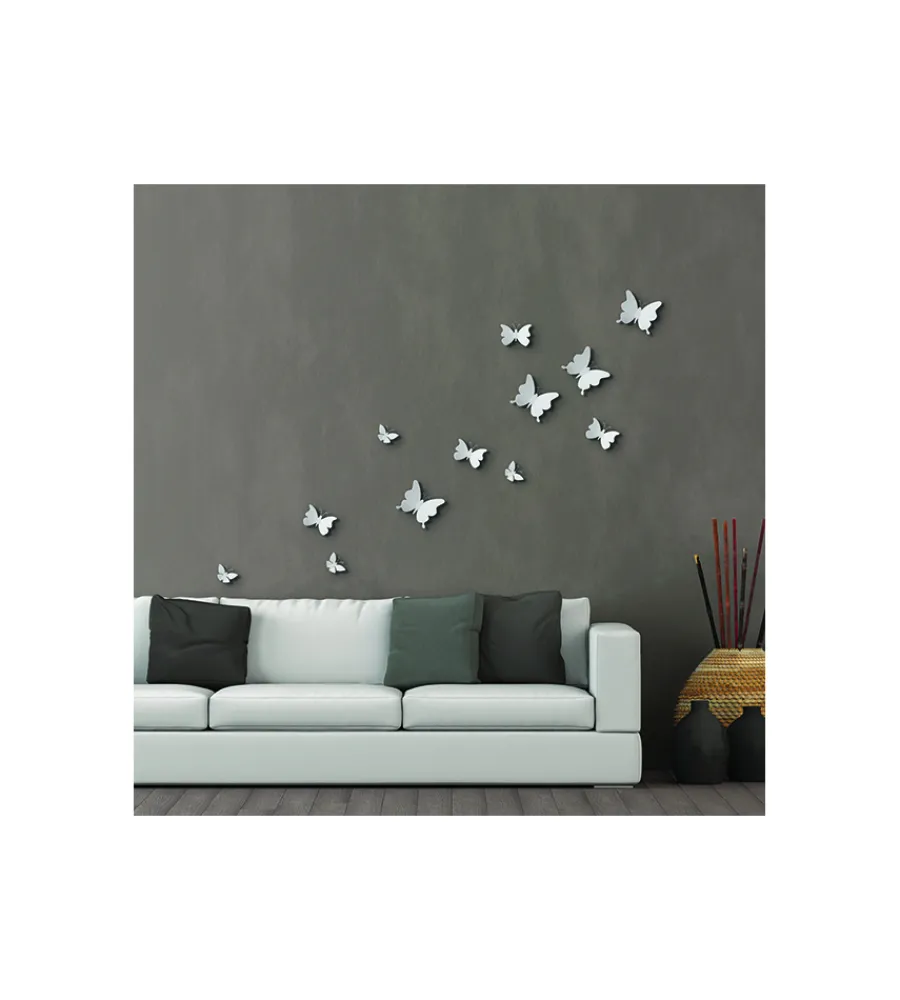 Decorazione Pareti|Decoro murale 3d "white butterflies"