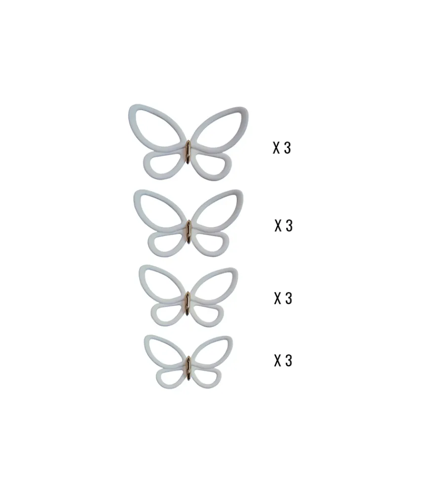 Decorazione Pareti- Decoro murale 3d "white metal butterflies"