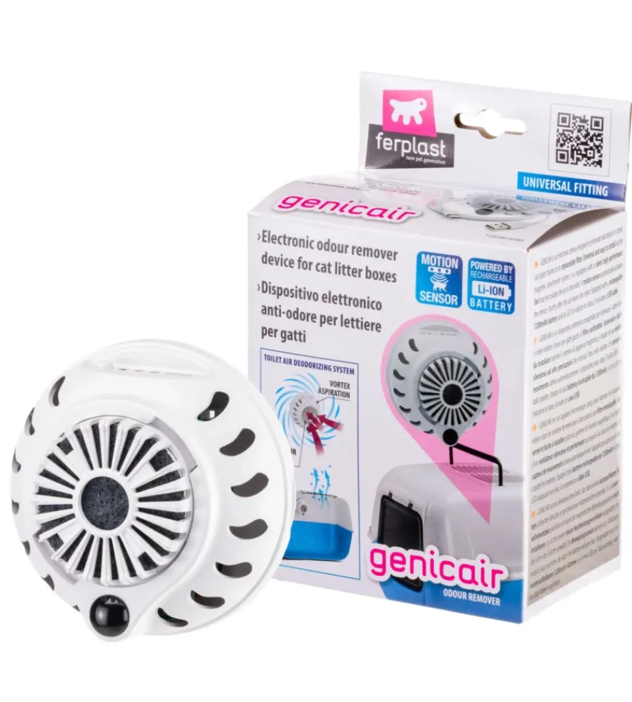 Ferplast Cura Igiene|Dispositivo elettronico per eliminazione cattivi odori nelle lettiere per gatti "genicair" con ricarica tramite usb