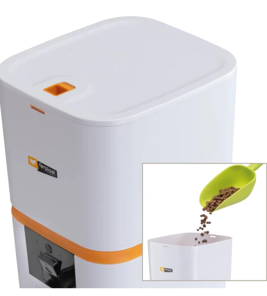Discount Distributore automatico di cibo cani e gatti "risto pet smart" bianco con controllo wi-fi Ciotole