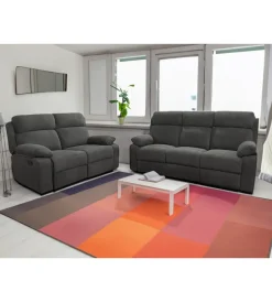 Best Divano 3 posti "annika" con 2 recliner grigio canna di fucile 198x93x101 cm Divani