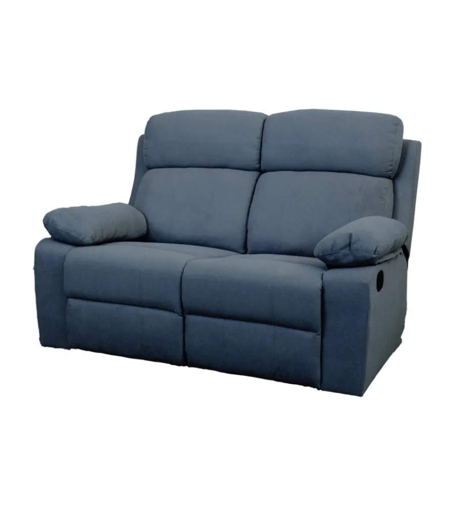 Outlet Divano 2 posti "annika" con recliner manuale in tessuto blu, 145x93x101 cm Divani