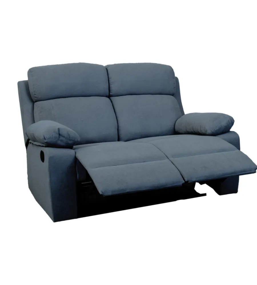 Outlet Divano 2 posti "annika" con recliner manuale in tessuto blu, 145x93x101 cm Divani